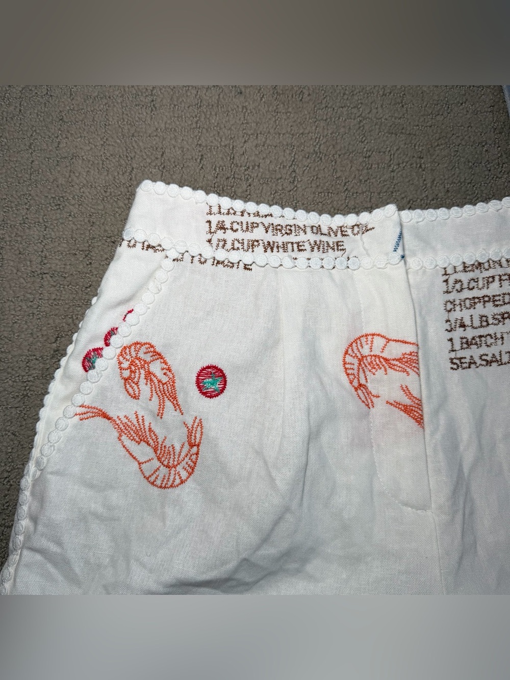 Caroline Constas Women’s Frutti Di Mare Shorts Sz 4 White Linen Embroidered NWT - Picture 3 of 12